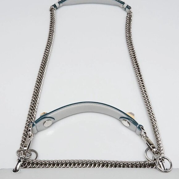 Fendi Light Blue Smooth Leather Kan I Medium Shoulder Bag 8BT283 - Picture 5 of 12